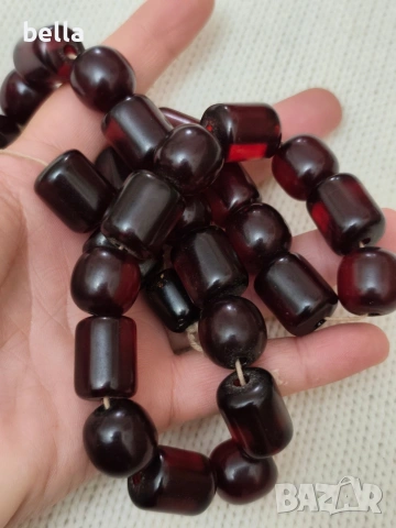 Антикварна броеница – Стар вишнев материал (88.4 гр)., снимка 3 - Антикварни и старинни предмети - 54163319