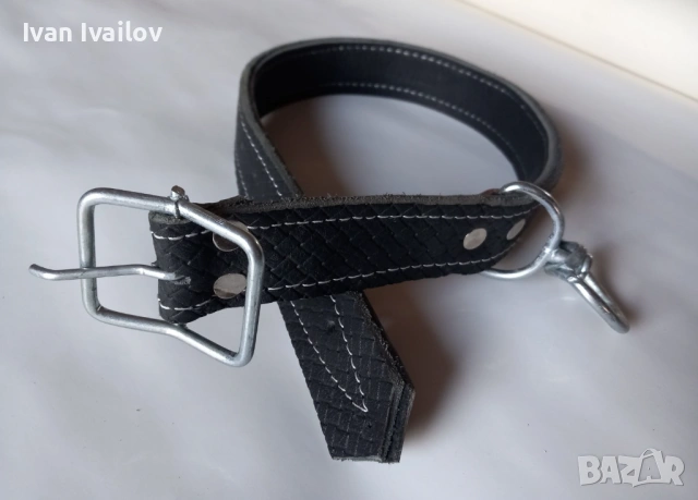 Двойно шит черен нашийник с орнаменти и върток – 4 см широк, снимка 2 - За кучета - 54138185