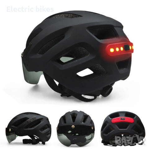 Каска за колело с LED и визьор – PJT модел P-11