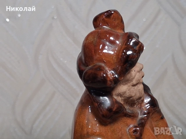 Стара Съветска Керамична Фигура Старец Рибар Гжел Артел, снимка 11 - Антикварни и старинни предмети - 54387705