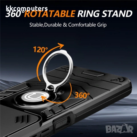 ZTE Blade A56 калъф – PC+TPU, плъзгаща се защита на камерата, подставка, протектор, 2 цвята, снимка 4 - Калъфи, кейсове - 54640784