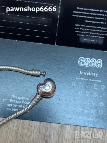 Сребърна гривна Pandora , Любов, снимка 4 - Гривни - 54791289