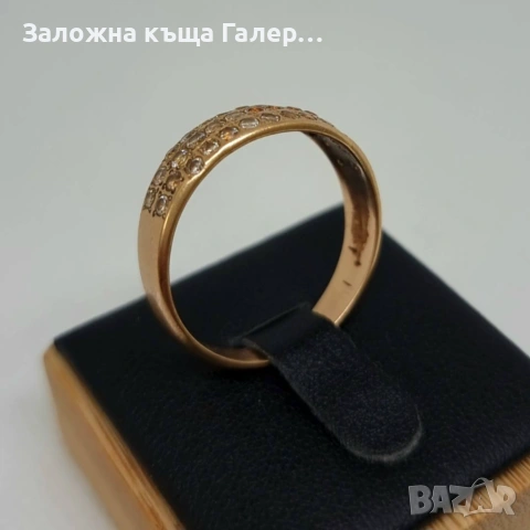 Стилен златен пръстен с фианити – 585, 4,36г, снимка 5 - Пръстени - 54215948