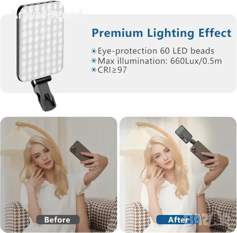 ALTSON преносима LED лампа за селфи, видео и видеоконференции с клипс, снимка 2 - Селфи стикове, аксесоари - 55702674