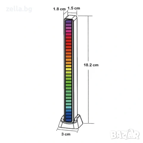 RGB LED лента с аудио активация, 32 LED диода, USB-C | Музикален VU метър за гейминг 10257, снимка 9 - Нумизматика и бонистика - 54661893