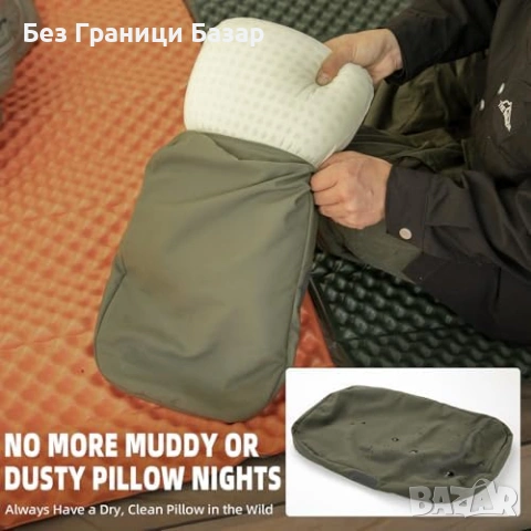 Нова Компактна възглавница за път кола къмпинг с калъфка зелена мемори пяна, снимка 2 - Възглавници - 54207760