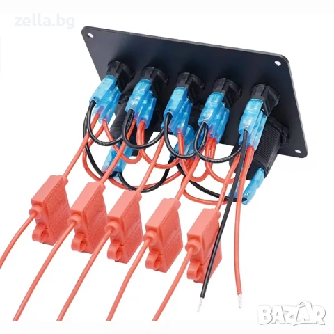 Автомобилен контролен панел с 5 бутона ON/OFF, IP65, 12V/24V – с волтметър, USB и гнездо 10228, снимка 8 - Друга електроника - 54661202