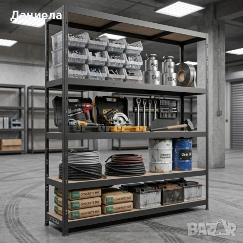 Премиум метален стелаж HÖGLER 180x180x60 см – 4 рафта, 1200 кг, индустриална здравина, снимка 3 - Други стоки за дома - 54696096