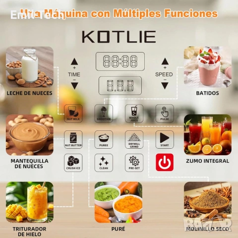 Нов мощен блендер 7в1 2L | 2000W | Самопочистване | Лед, смутита, ядки, снимка 3 - Блендери - 54123897