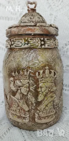 Ръчно декориран буркан за кафе., снимка 2 - Буркани, бутилки и капачки - 55507432