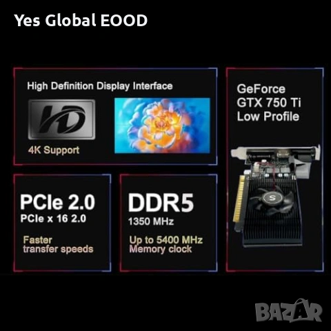 SAPLOS GTX 750 Ti 4GB 128-bit HDMI VGA DVI, снимка 5 - Друга електроника - 54911881