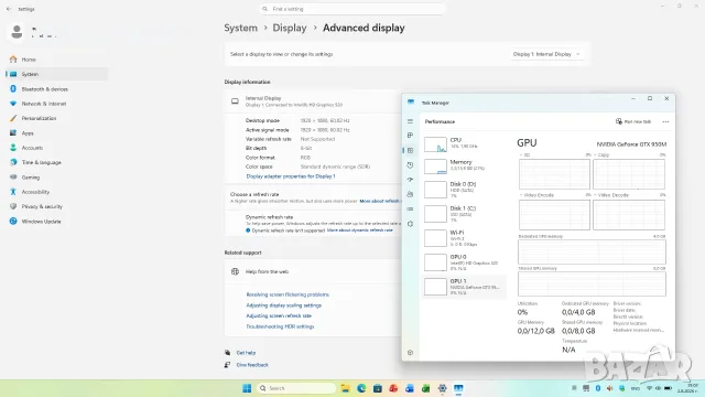 Лаптоп Erazer P6661 15.6" Intel i5 6200U 2.80Ghz |16GB RAM|GTX 950M 4GB |SSD + 1TB HDD| 3ч. Батерия , снимка 6 - Лаптопи за дома - 55510189