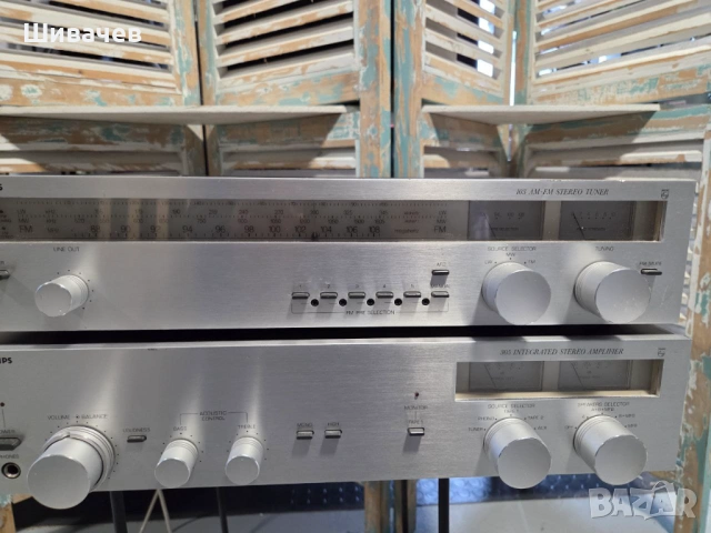 Ретро Hi-Fi комплект Philips 22AH305/00 + 22AH103/00 – усилвател и тунер (перфектно състояние), снимка 4 - Ресийвъри, усилватели, смесителни пултове - 54162496