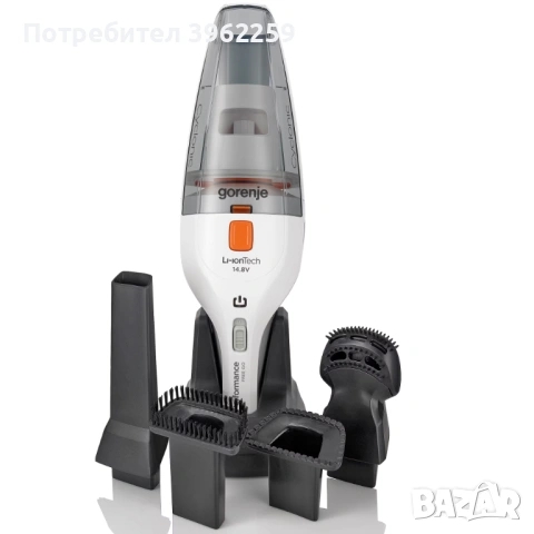Ръчна прахосмукачка Gorenje MVC148FW, мокро или сухо всмукване, 100W, 14.8V, 0.7L, Бяла, снимка 5 - Прахосмукачки - 51827640