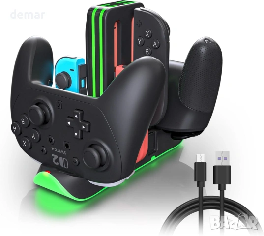 Зарядна станция за контролери Switch 2 – Зарежда 4 Joy-Con и 2 Pro контролера