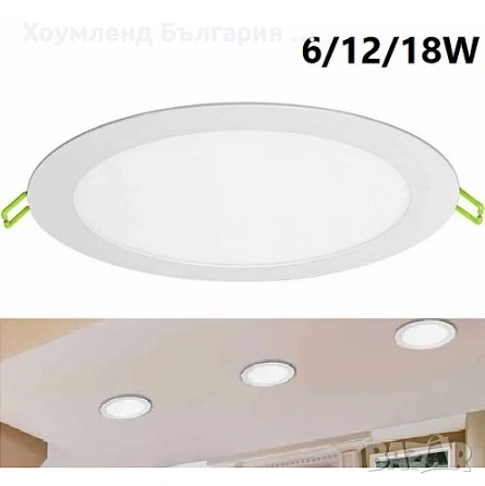 Енергийно ефективен кръгъл LED панел за таван с Гаранция - различни размери 6/12/18W