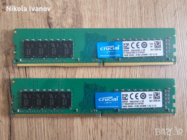 2X16GB 32GB DDR4 2133Mhz Crucial RAM памет | CL15 | Тествана! | MemTest PASS | За настолен компютър