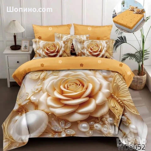 Флорален комплект с ластик, 100% памук  , снимка 15 - Спално бельо - 54111985