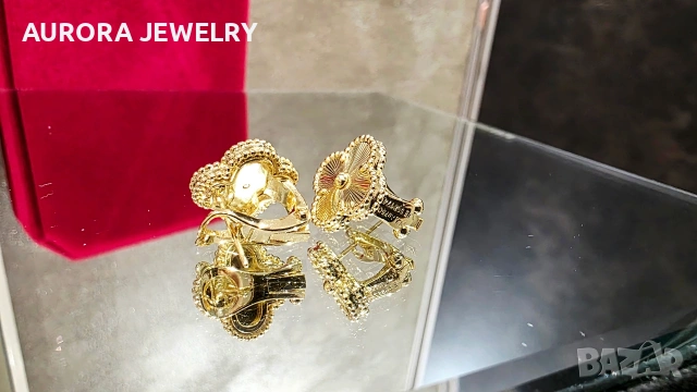 Van Cleef & Arpels VCA Gold Clear Vintage Alhambra Clips Clover Дамски Обеци, снимка 5 - Обеци - 54603212