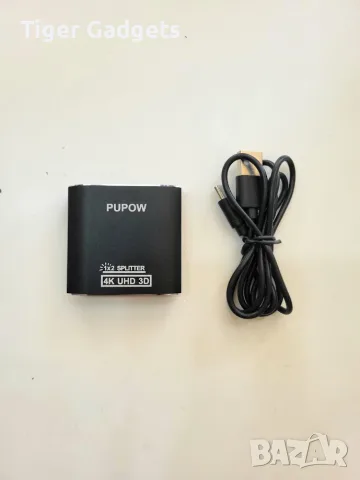 HDMI суич 2 към 1 / Сплитер 1 към 2 Pupow 4K, двупосочен, алуминиев корпус, снимка 7 - Кабели и адаптери - 55588052