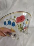 Прекрасна старинна фруктиера / купа на три крачета – ръчно рисувана , снимка 9