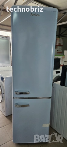 Немски ретро хладилник с фризер Amica Baby Blue - 2 ГОДИНИ ГАРАНЦИЯ