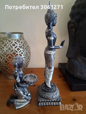 Продавам 2 статуи заедно на Буда, черна и сребърна, "Богиня Деви Тара", снимка 5 - Декорация за дома - 54202821