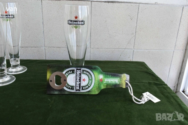 Оригинални чаши и отварачка Heineken, снимка 3 - Чаши - 54983947