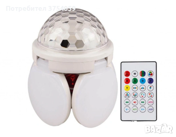 Смарт диско лампа с RGB LED и Bluetooth високоговорител, снимка 5 - Крушки - 55202276