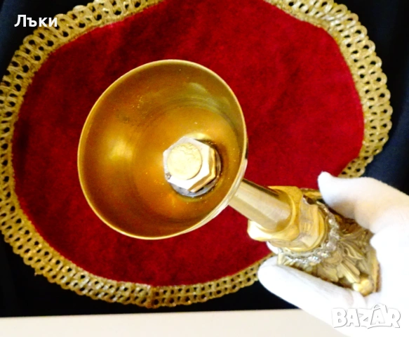 Позлатен бронзов свещник,барок,кристали. , снимка 7 - Антикварни и старинни предмети - 53990040