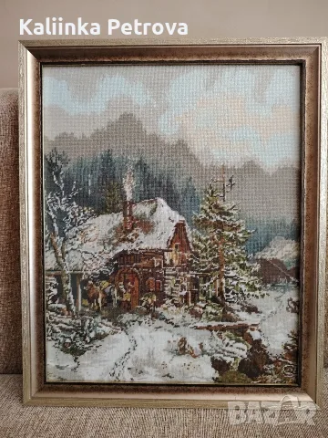 Зимен пейзаж, гоблен,, Ковачницата" , снимка 7 - Гоблени - 55630430