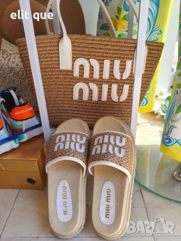 плажна чанта и чехли miu miu 