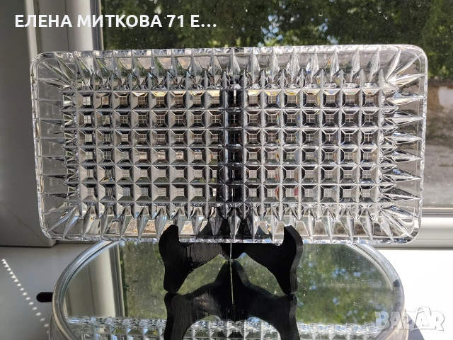Масивен кристален поднос с обемен геометричен релеф, снимка 5 - Чинии - 55157871