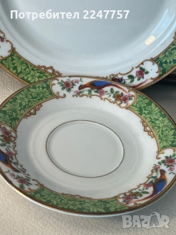 Троен сет порцелан райски птици, снимка 3 - Антикварни и старинни предмети - 54179526