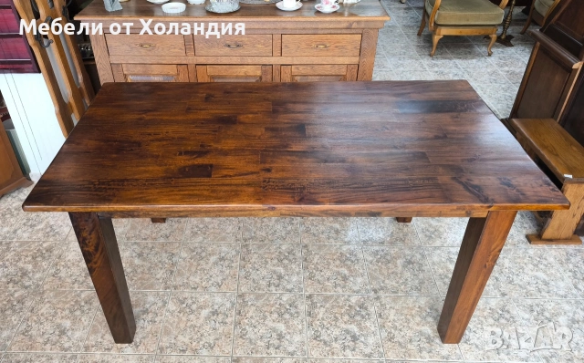 Правоъгълна трапезна маса от масив, снимка 3 - Маси - 55231624