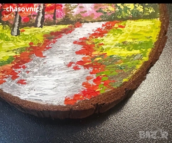 Картина ръчно рисувана върху дърво и отзад магнит сувенир , снимка 3 - Други ценни предмети - 54156858