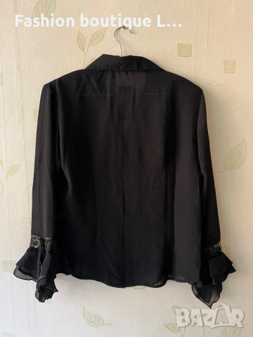 Нова с етикета черна ефирна риза с дантелен акцент на китките 🖤 Размери M , L , XL и XXL 🖤, снимка 4 - Ризи - 54621542