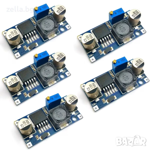 Комплект 5 броя DC-DC понижаващи модула LM2596S, 3A Buck Converter, регулируеми 4-35V 10392