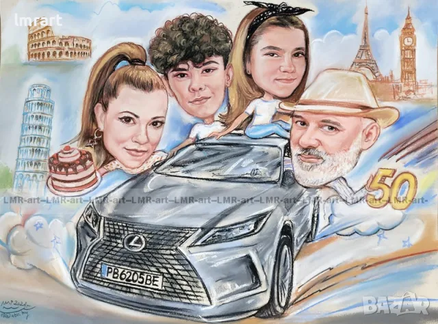 Рисувам ръчно КАРИКАТУРИ,ШАРЖ от снимка по ваш избор, професионално., снимка 9 - Картини - 55372974