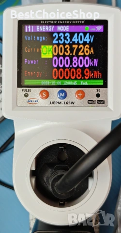 Електромер за контакт, измервател на разходите за енергия, с голям LCD екран, с приложение Tuya, снимка 4 - Друга електроника - 55017143