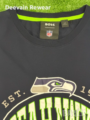 Boss NFL | Спортен | Мъжка тениска | Размер: 3XL | Синя | Употребявана (дефект на щампата), снимка 6 - Тениски - 54744479