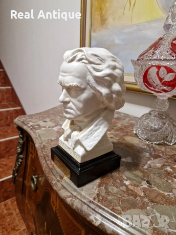 Рядък антикварен немски порцеланов бюст на Бетовен- Goebel , снимка 4 - Антикварни и старинни предмети - 54825663
