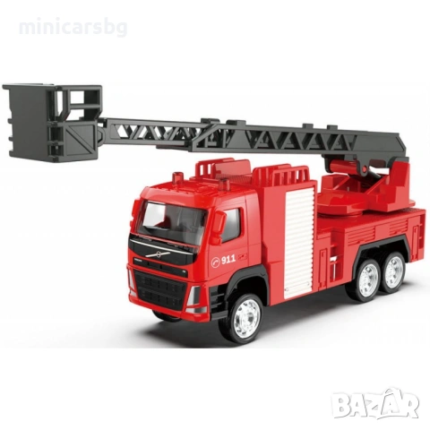 Метален камион Volvo 1:72 пожарна с пожарникарска стълба
