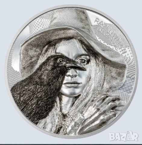 10 долара 2002 година Острови Кук 2 оз. сребърна монета Raven Witch 