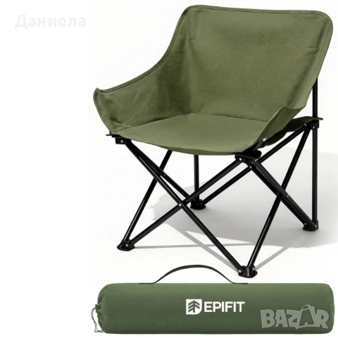 Сгъваем къмпинг стол EPIFIT зелен – Здрав, лек и удобен до 120 кг