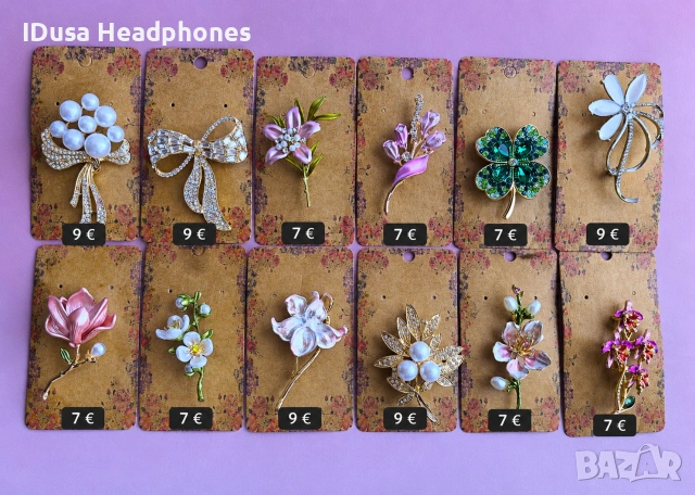 Елегантни брошки с кристали, емайл и перли, снимка 2 - Бижутерийни комплекти - 55241804