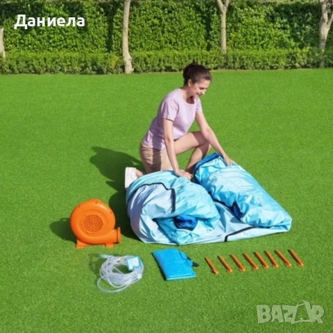 Голям надуваем воден парк с пързалка, басейн, стена за катерене и духалка – 365×320×270 см, снимка 8 - Басейни и аксесоари - 54974840