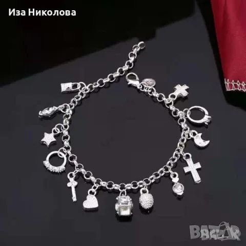 Сребърни гривни с рубини и сапфири, снимка 16 - Колиета, медальони, синджири - 40762157