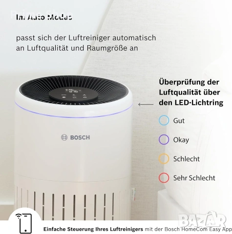 Смарт пречиствател за въздух Bosch Air 4000i, WiFi, 3-в-1 филтър, до 62.5 кв.м., снимка 6 - Овлажнители и пречистватели за въздух - 55006482