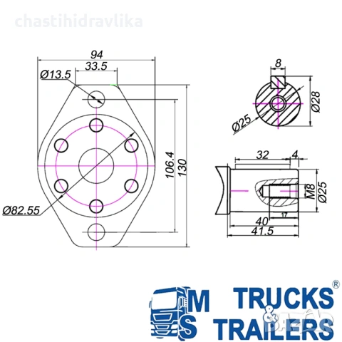 Орбитален хидромотор PRESKO BM2 100cm3 BMR OMR ALSG2, снимка 4 - Части - 54037699